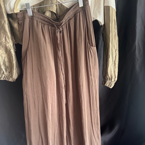 Zara Pants - Zara deep olive satin draw string pant
